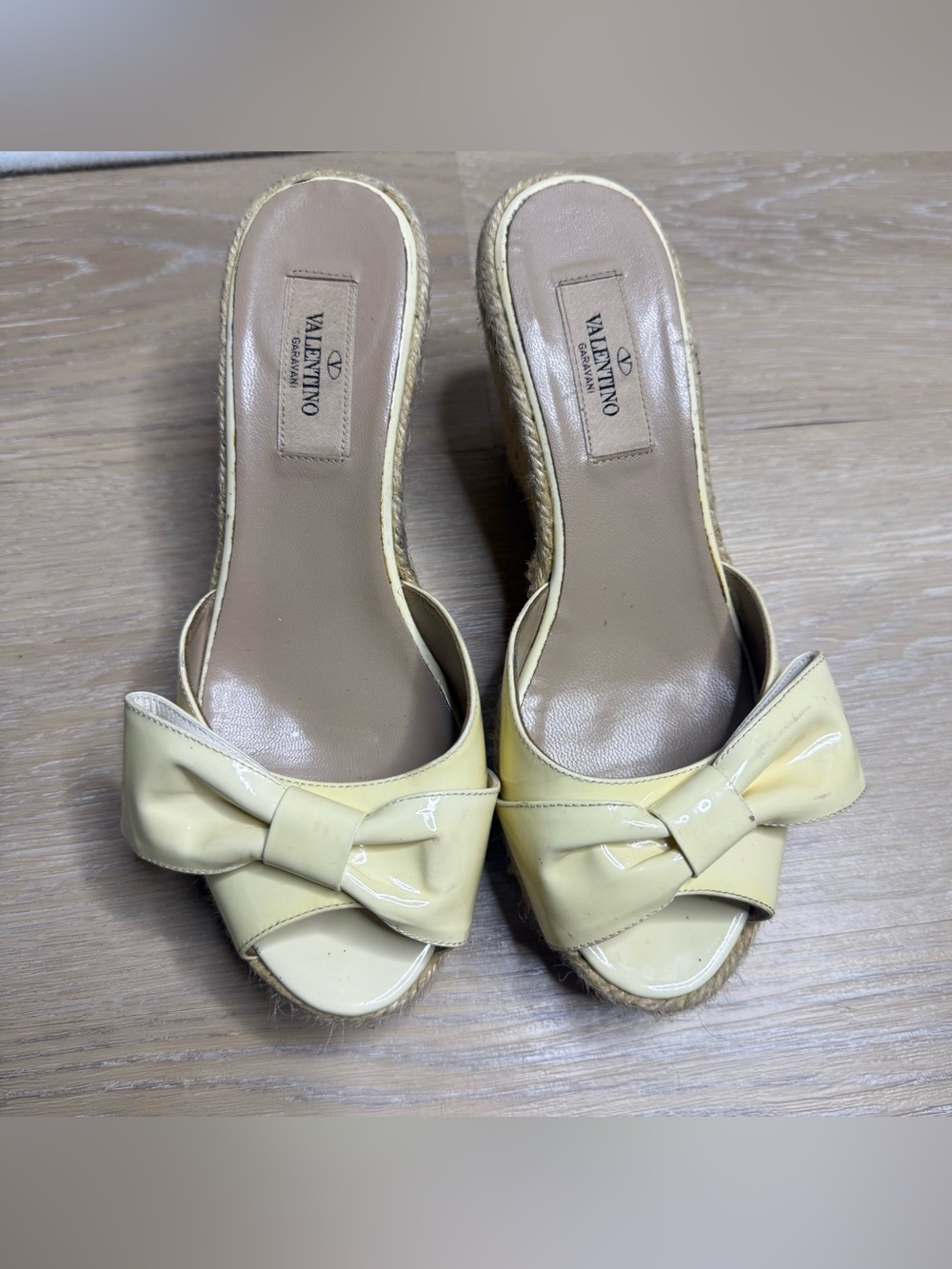 Valentino Tan Patent Leather Wedges Size 37